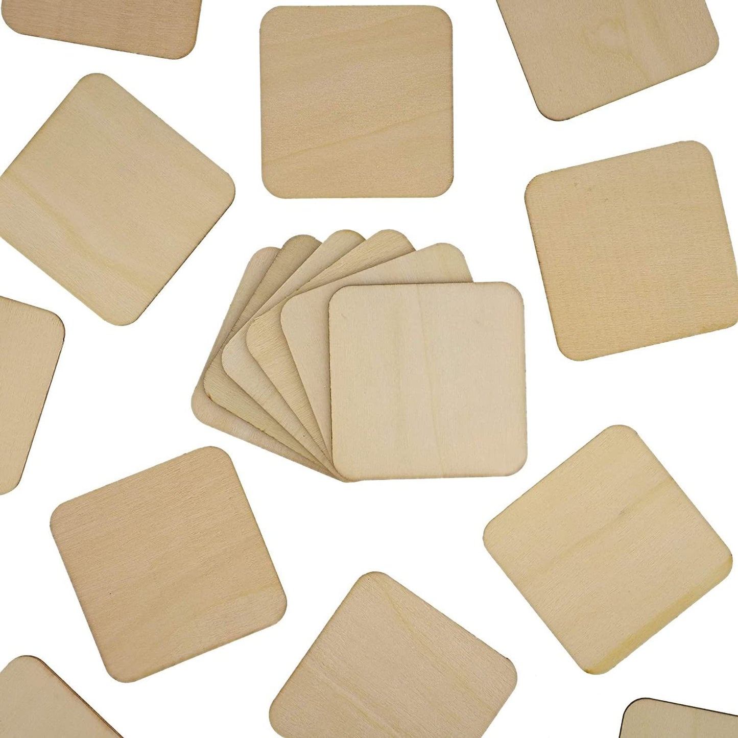 Bright Creations Unfinished Wood Squares - 3 x 3 in, Rounded Edges, 60-Pack - DIY Craft Blanks & Wooden Cutout Squares for Tile Crafts & Magnets