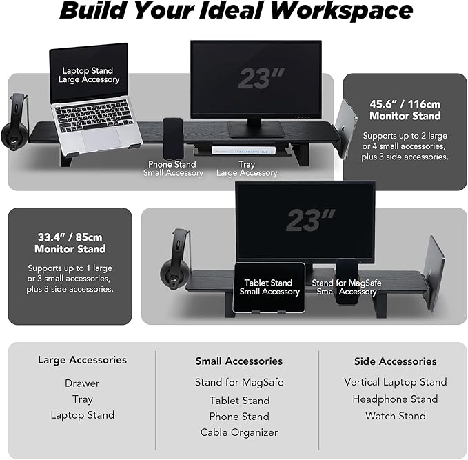 ULTRARM Moodular Add-ons Headphone Stand [Accessory Only - Requires Moodular Wooden Monitor Stand Slide Rails for Use] Black MSA-HS