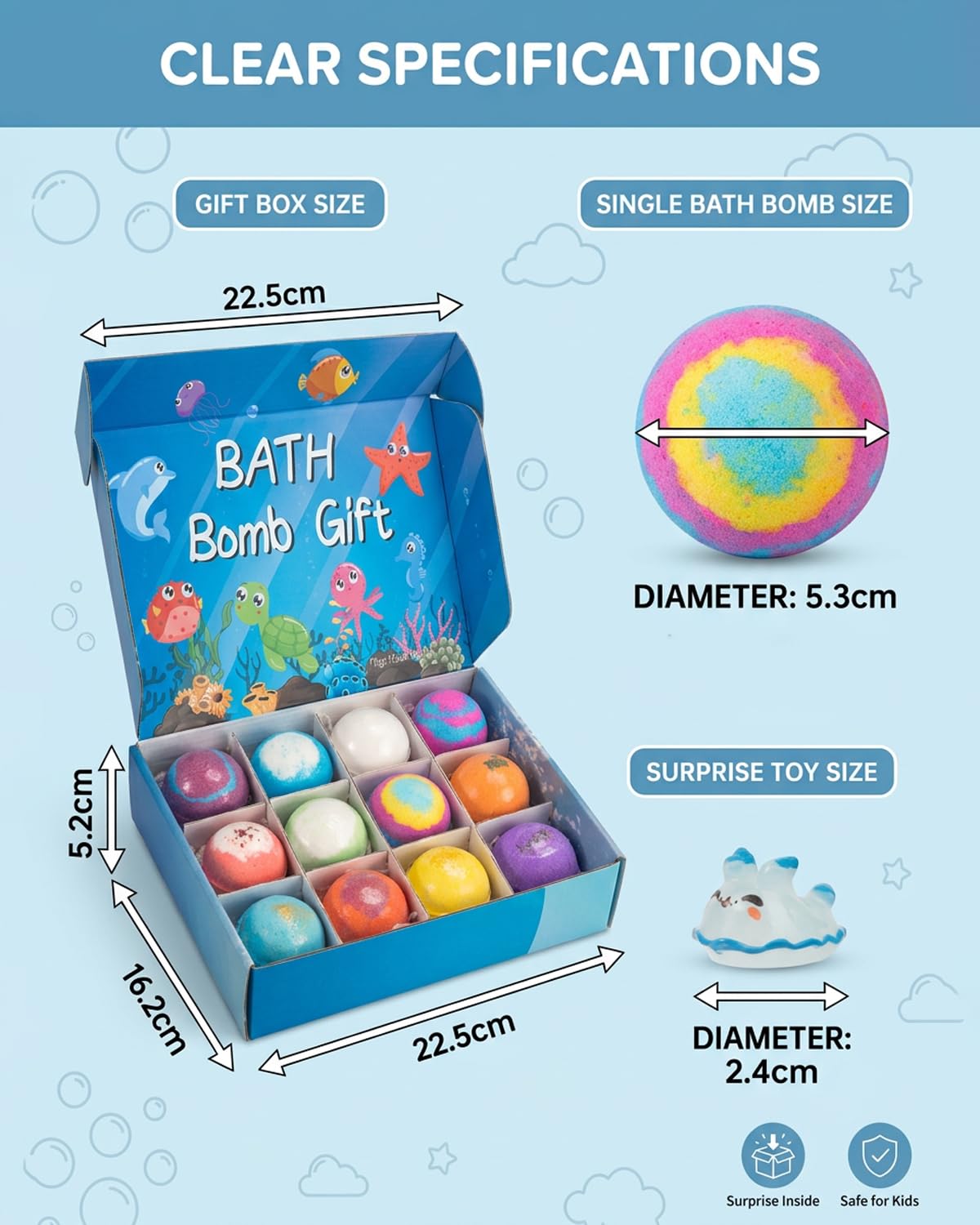 Bath Bombs Gift for Kids Easter Gifts with Mega Bubbles & Surprise Inside Bubble Egg Organic Essentials Shower Relaxing Products Kit Mini for Girls Boys Fun Baths Toys Kid Time (1set)