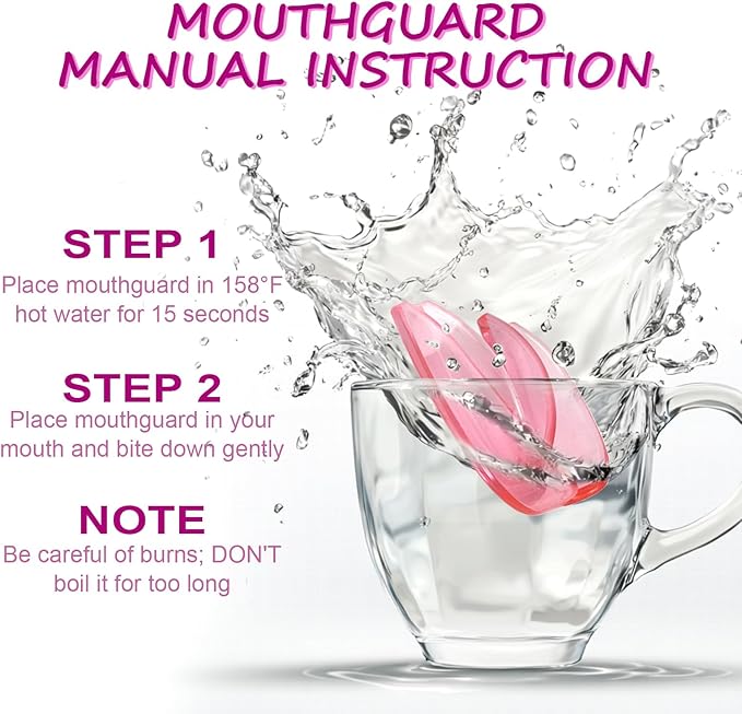 Mouth Guard for Grinding Teeth at Night, Moldable Mouthguard for Women, Upgraded Night Guards for Clenching Teeth, Pack of 4 Pink Bite Dental Guards for Bruxism, 2 Sizes with One Travel Case