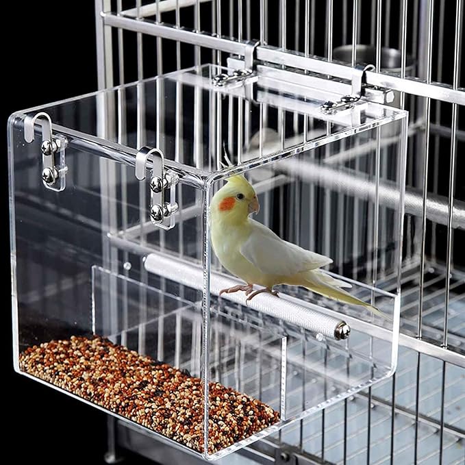 Automatic Acrylic Bird Feeder for Cage, No Mess Bird Feeder for Cage
