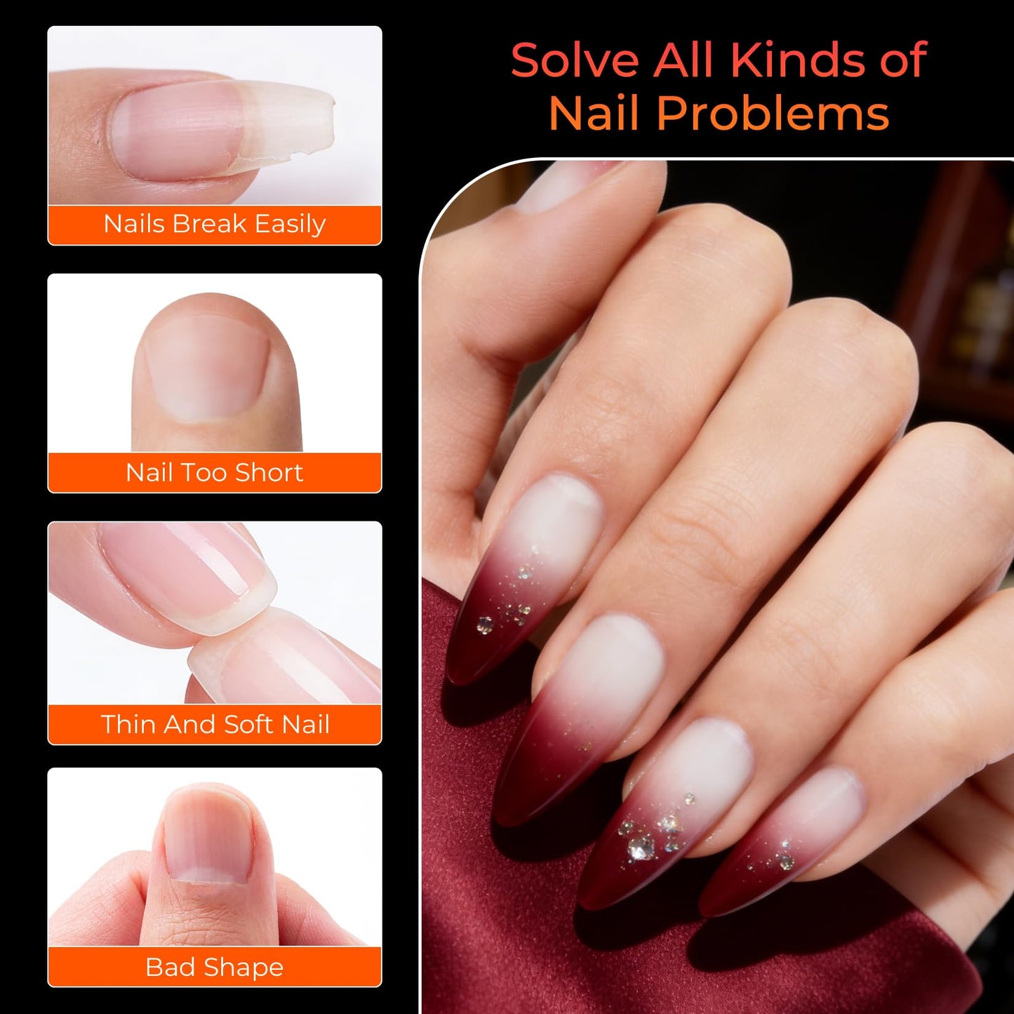 Ranrose Short Almond Nail Tips 240PCS Half Matte Soft Gel Nail Tips 12 Sizes Short Almond Half Cover False Nails with Handles for Press on Nails Extension Art Home & DIY Nail Salon with Box