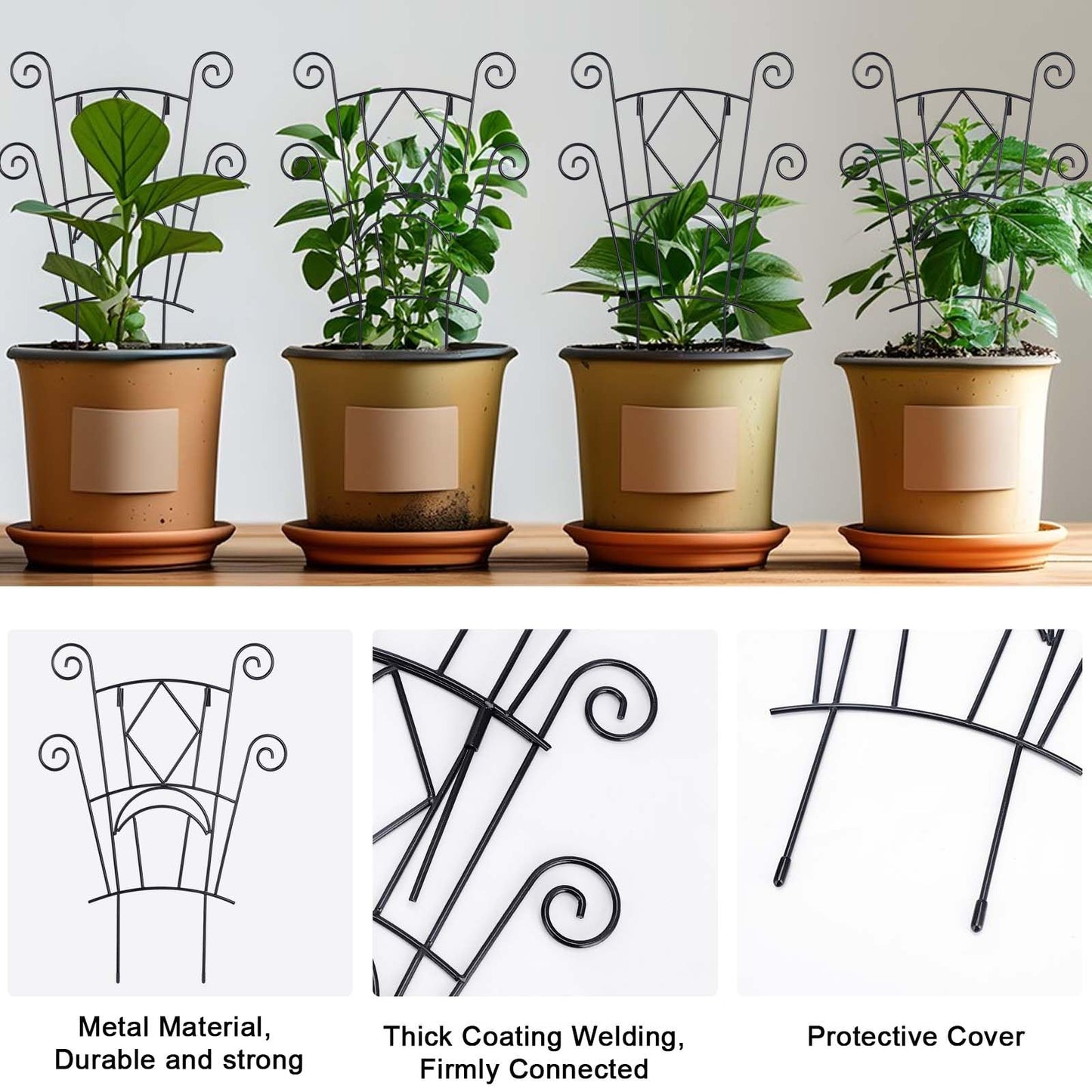 Yhtpouqe Stackable Plant Support Stakes, 2 Pack Metal Twig Plants Trellis for Indoor and Outdoor Use, Garden Accessories for House Potted Flower Monstera Trumpets 15.35 inch