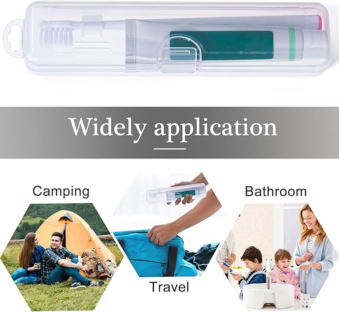 Toothbrush Travel Case 2 Pack, Gamdee Clear Toothbrush Case Holder Travel Size Plastic Toothbrush Holder Toothpaste Storage Container Portable for Traveling, 7.87 x 1.85 x 1.18”