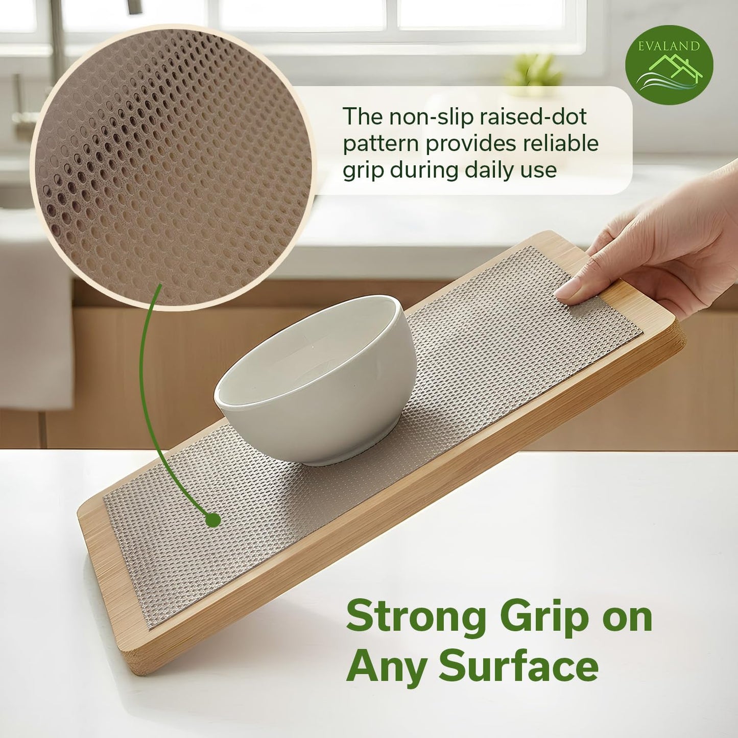 EVALAND Shelf Liners for Kitchen Cabinets Non-Adhesive 17.7" x 33 FT Beige Drawer Liner Non Slip, Washable Cabinet Liner, Waterproof Shelf Liners for Cabinets, Refrigerator Bathroom Pantry - Thickened