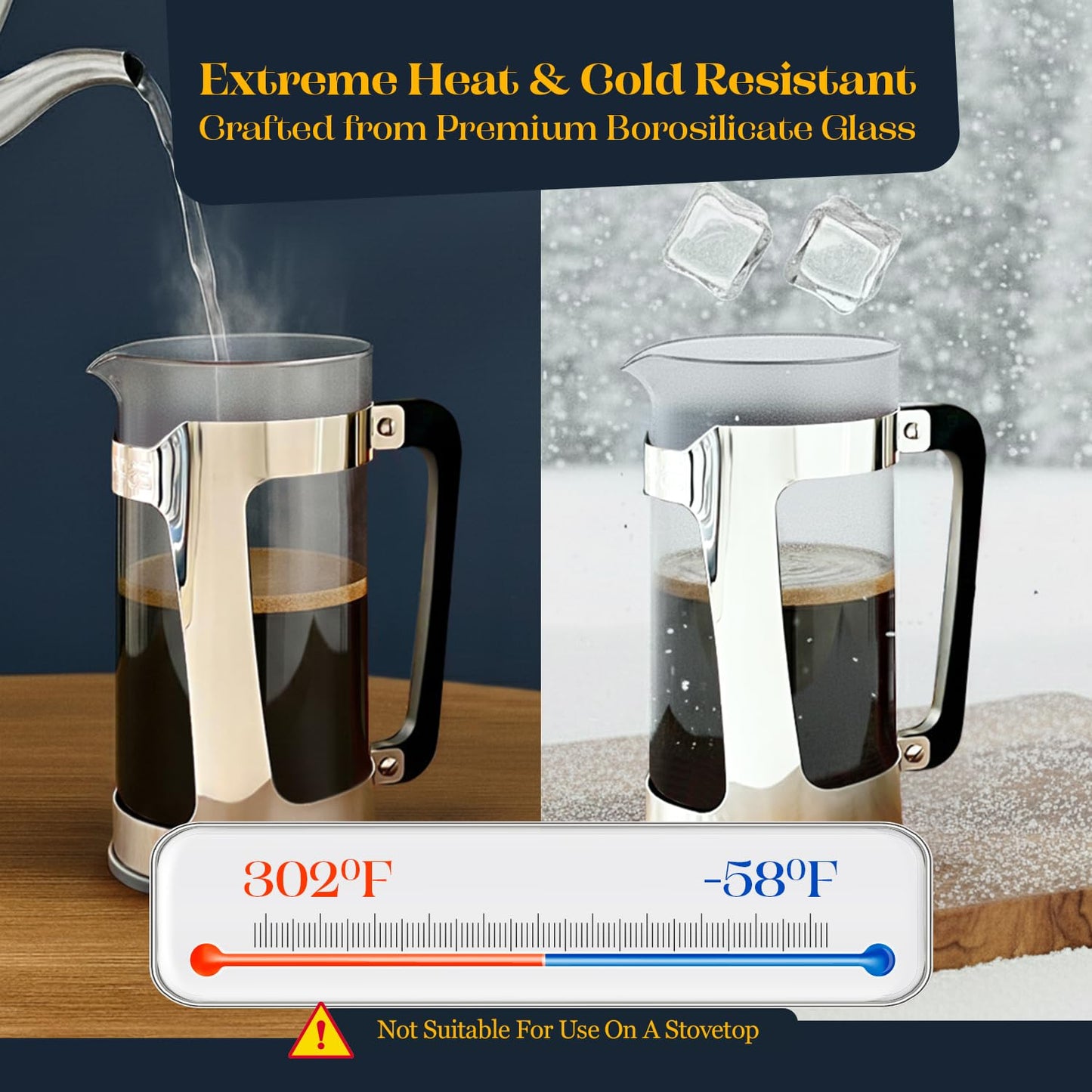 ESPRO P5 French Press Coffee Maker – Patented Double Micro-Filter for Grit Free Brew, Heat-Resistant Thicker Borosilicate Glass Coffee Press – (32 oz)