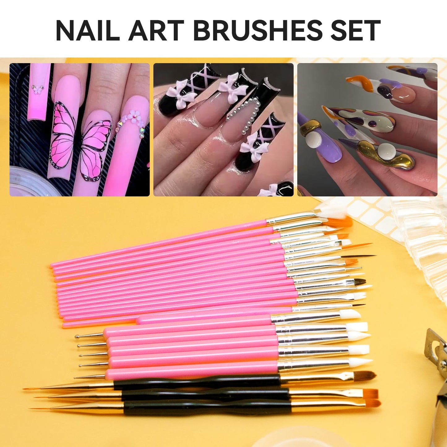 ESUOHYM Acrylic Fake Nails Kit Press On Nail kit with 240PS Clear Nail Tips,Nail Art Stand,Art Brushes,Swatch Sticks,Acrylic Cutter,Nail Art Tools with Everything for Beginners DIY Nails Home Salon