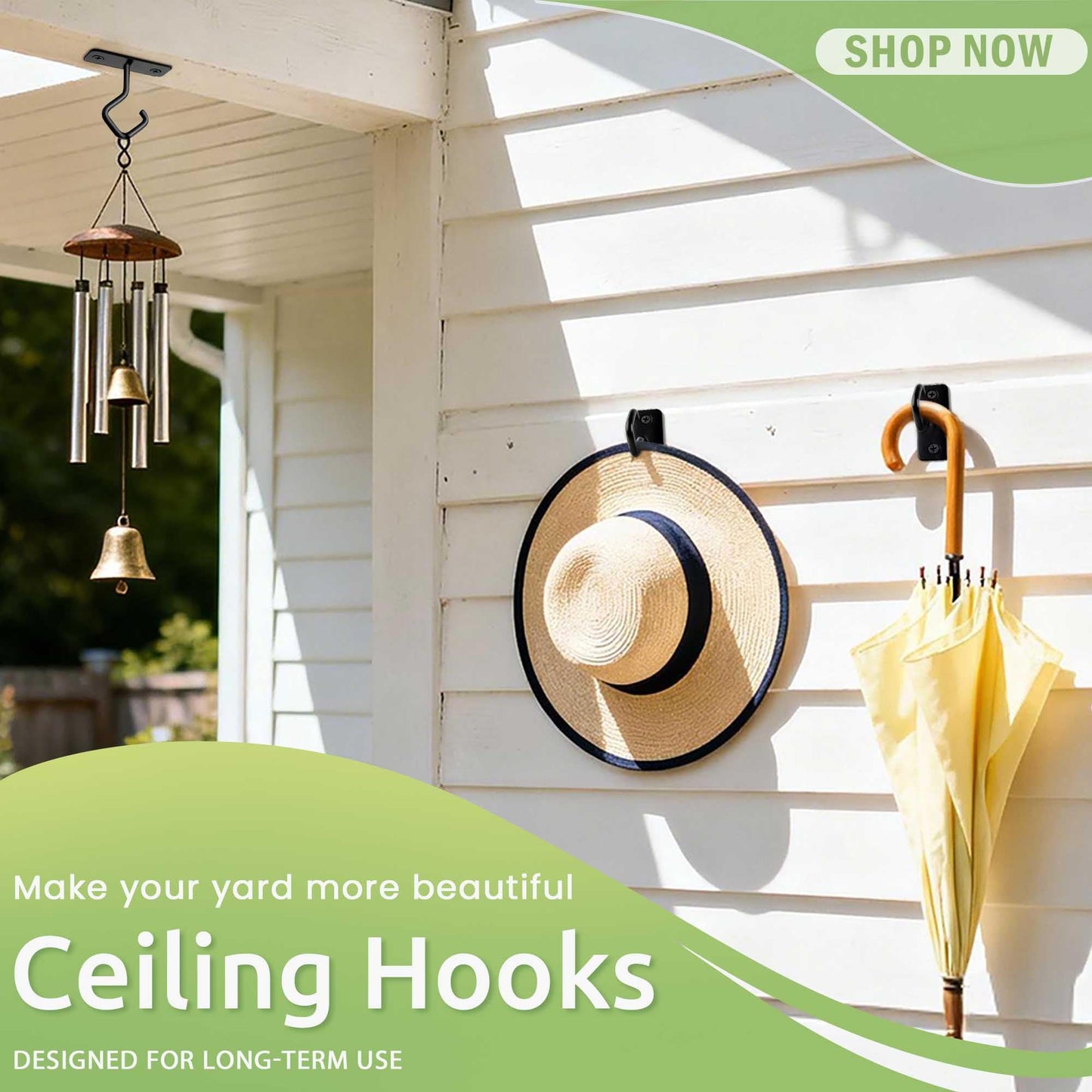 AJART Ceiling Hooks for Hanging Plants - Iron Plant Hanger for Wall Mount - 2 Pack/2.5 Inch Ceiling Hook for Indoor Use