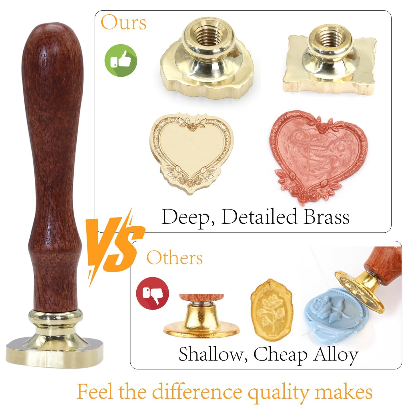 Andotopee Vintage Embossed Frame Wax Seal Stamp - 3D Relief Photo Frame Seal Stamps with Wood Handle, Retro Sealing Wax Stamp for Wedding Invitations, Scrapbooking, Letters(Oval #6)