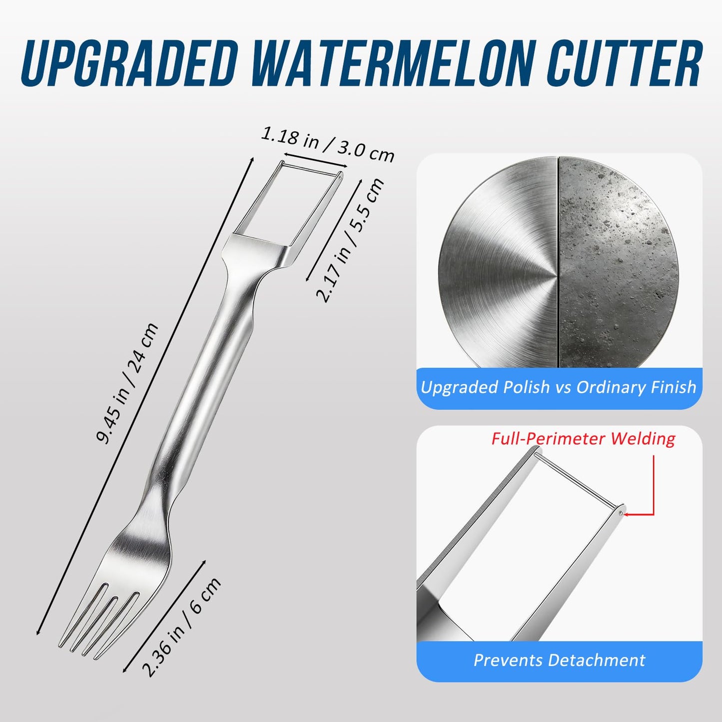 Watermelon Fork Slicer Cutter, 2-in-1 Stainless Steel Watermelon Slicer & Fruit Fork, Summer Kitchen Gadget for BBQ Parties, Camping & RV Adventures