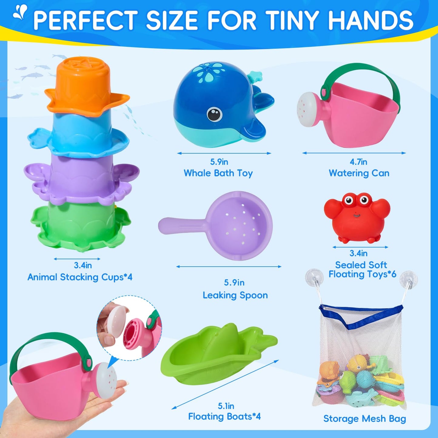 14PCS Bath Toys & 17PCS Toddler Bath Toys