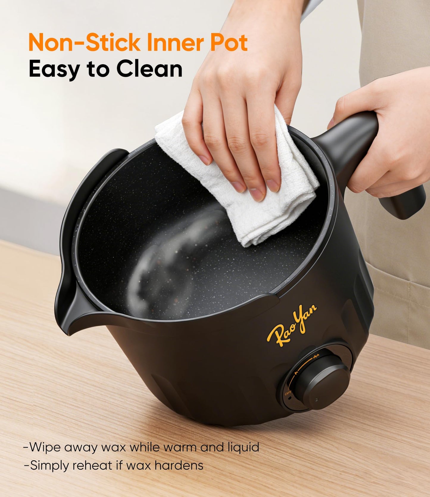 RAOYAN 1.5L Candle Wax Melter with Pour Spout, Candle Making Kit for Beginners and Adults, Wax Melting Pot for Candle Making with Stirring Spoon - Black