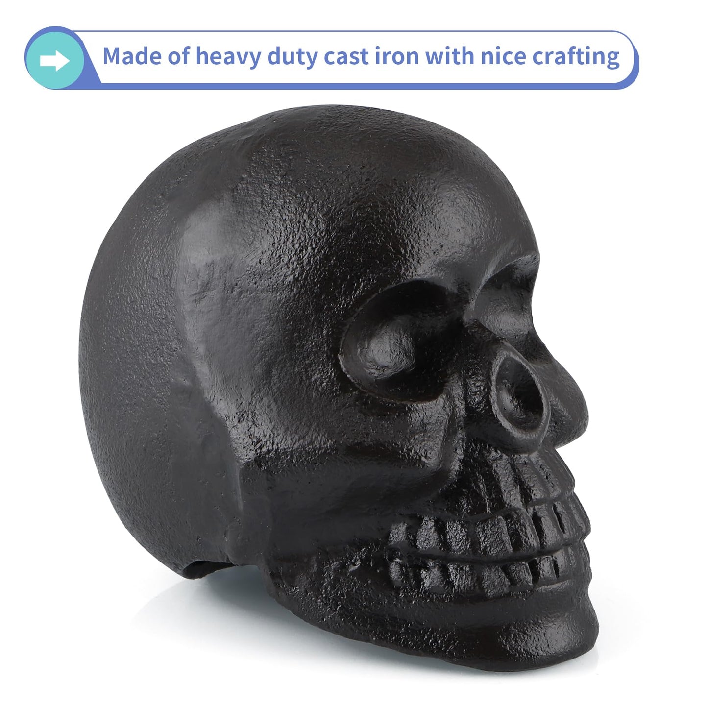 MOLIGOU Skull Statue, Human Skull Sculpture Halloween Decor, Cast Iron Collectible Skull Figurine