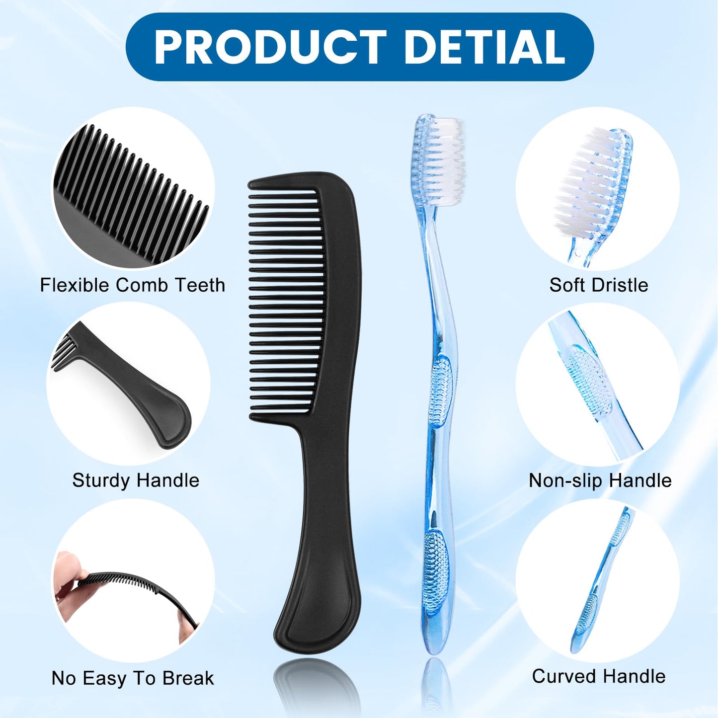 5 Sets Personal Hygiene Kit Basic Toiletry Kits Homeless Supplies Bulk for Travel,Charity,Business Include 5 Toothbrush, 5 Toothpaste, 5 Comb, 5 Bath Soap, 5 Shampoo,5 Body Wash, 25 Floss Picks