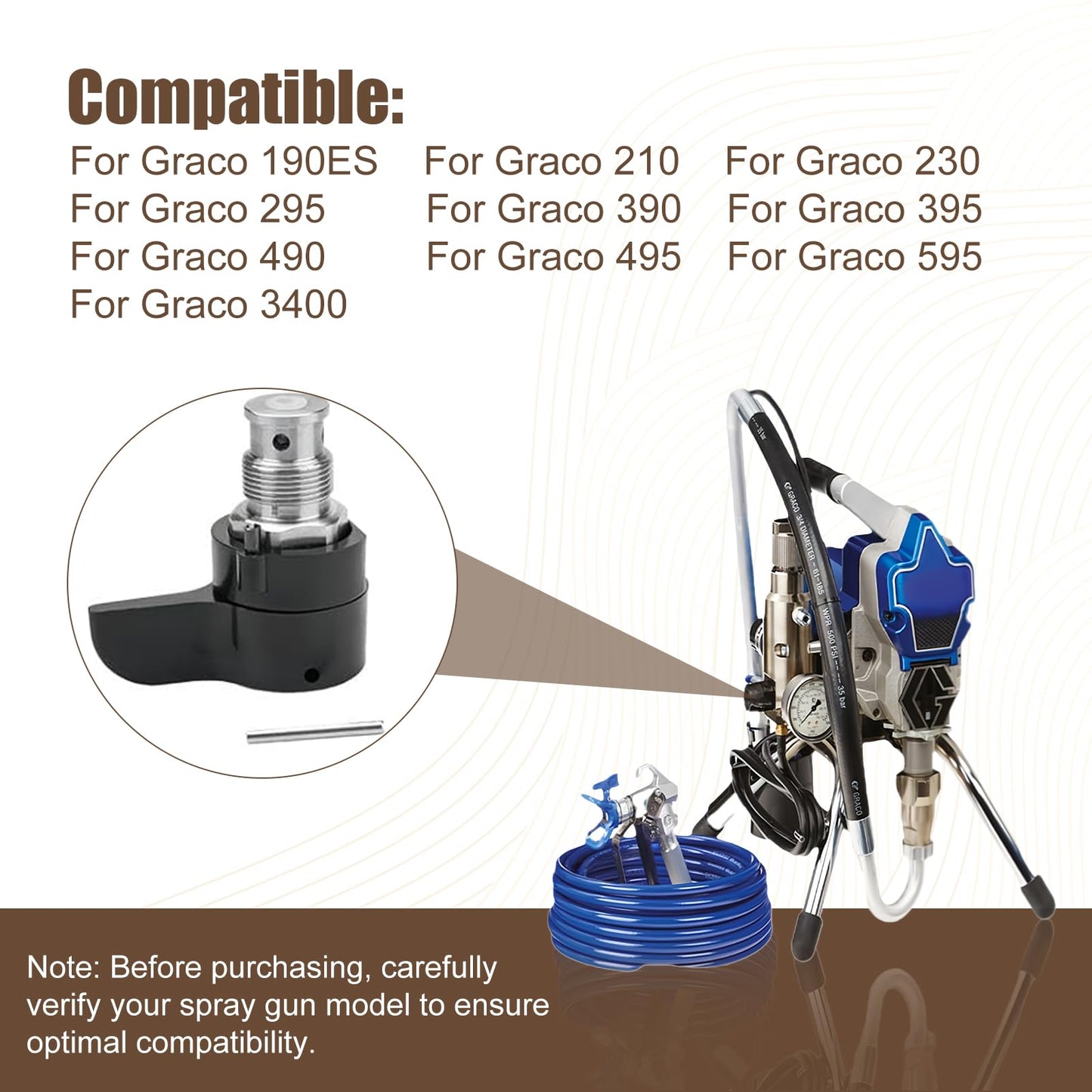 235014 Airless Spray Prime/Drain Valve - Compatible with Graco 210/230/390/395/490/495/595 & 3400 - Aftermarket Replacement for Airless Paint Sprayer & Spray Gun Part