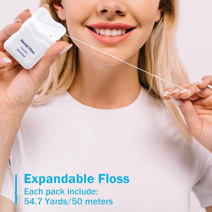Mimorou 60 Pack Dental Floss Bulk Mint Flavored 50m Each Travel Dental Floss Oral Care for Teeth and Gum Protection(Multicolor)