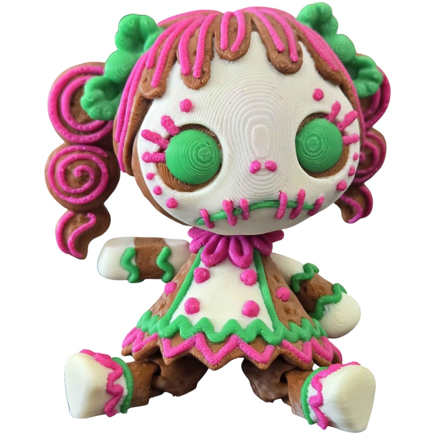 Articulated Twisty Creepy Gingerbread Girl Figurine – Spooky Charming Candycore Aesthetic Holiday Shelf Decor - 3D Printed in Canada