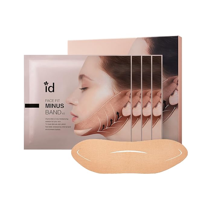 Face Fit Minus Band V2 (4 ea.) — Korean Hydrogel Jawline Band with Ear Loops for a More Defined V-Line Look, Collagen, Peptides, Hyaluronic Acid