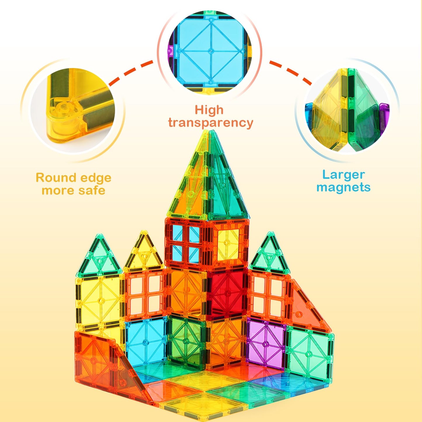 FNJO Magnetic Tiles, 52PCS +2Cars
