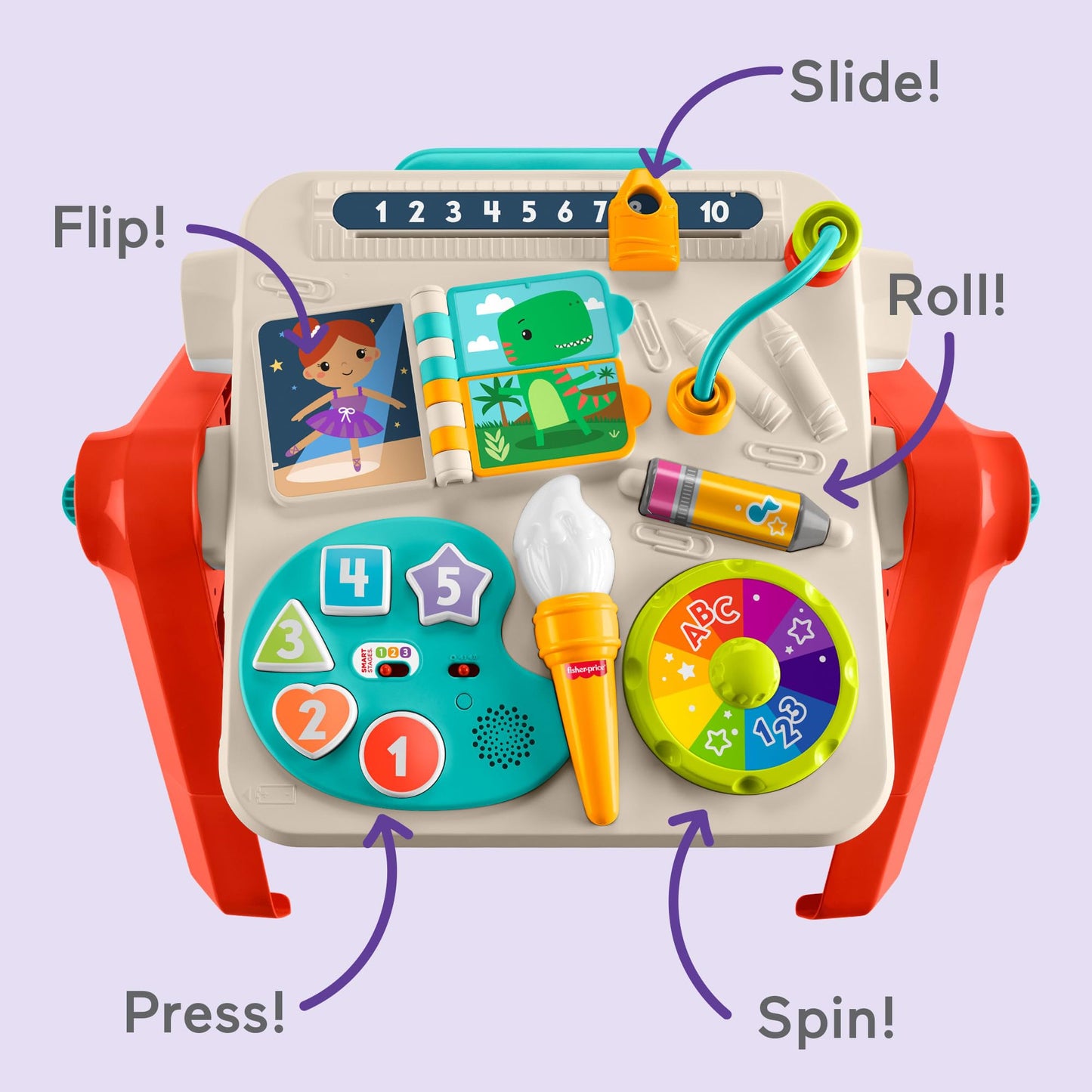 Fisher-Price Baby & Toddler Toy Laugh & Learn 4-in-1 Activity Table & Art Easel with Educational Music & Lights for Kids Ages 6+ Months