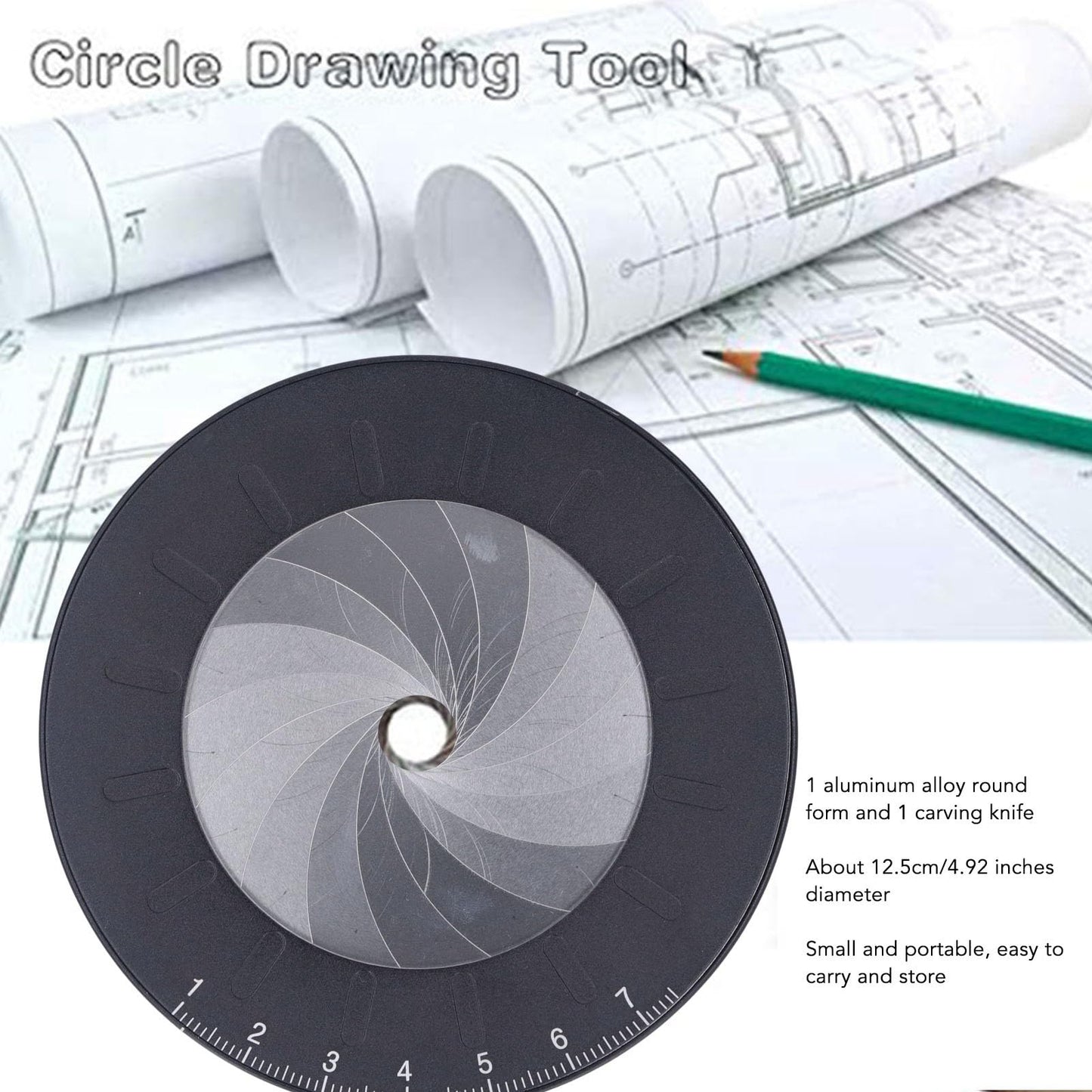 Adjustable Rotatable Circle Drawing Template Ruler with Carving Knife for Precision Craft Cutting, Woodworking and Art Design, Industrial-Grade Round Stencil Tool
