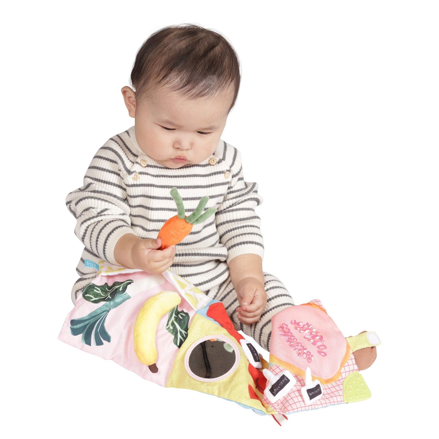 Manhattan Toy Mini-Apple Farm Soft Activity Crinkle Book for Baby & Toddler with Discovery Mirror and Textured Teether