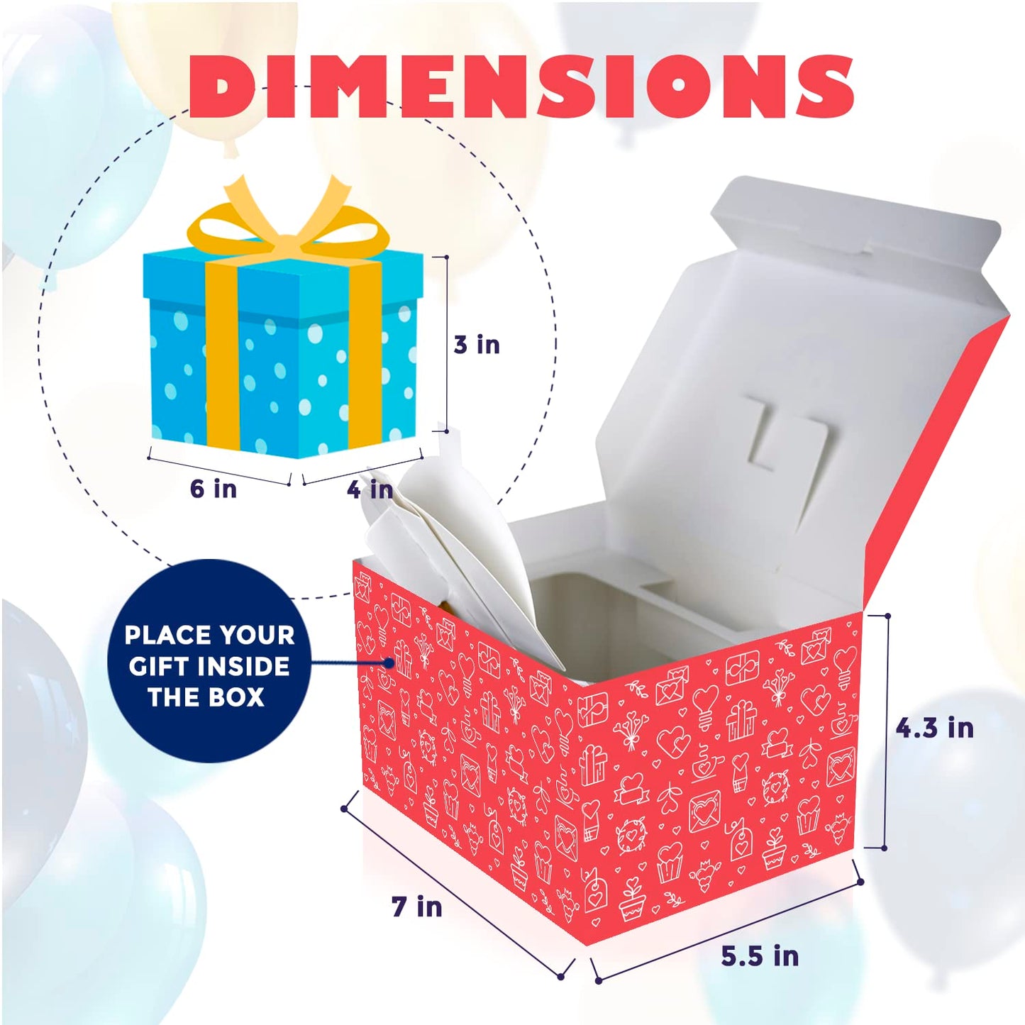 FETTIPOP Love Gift Box Exploding Confetti (Love Heart) 7.1x5.5x4.3 inches, Surprise Romantic Pop up, Valentine's Day, Mother's or Father's Day