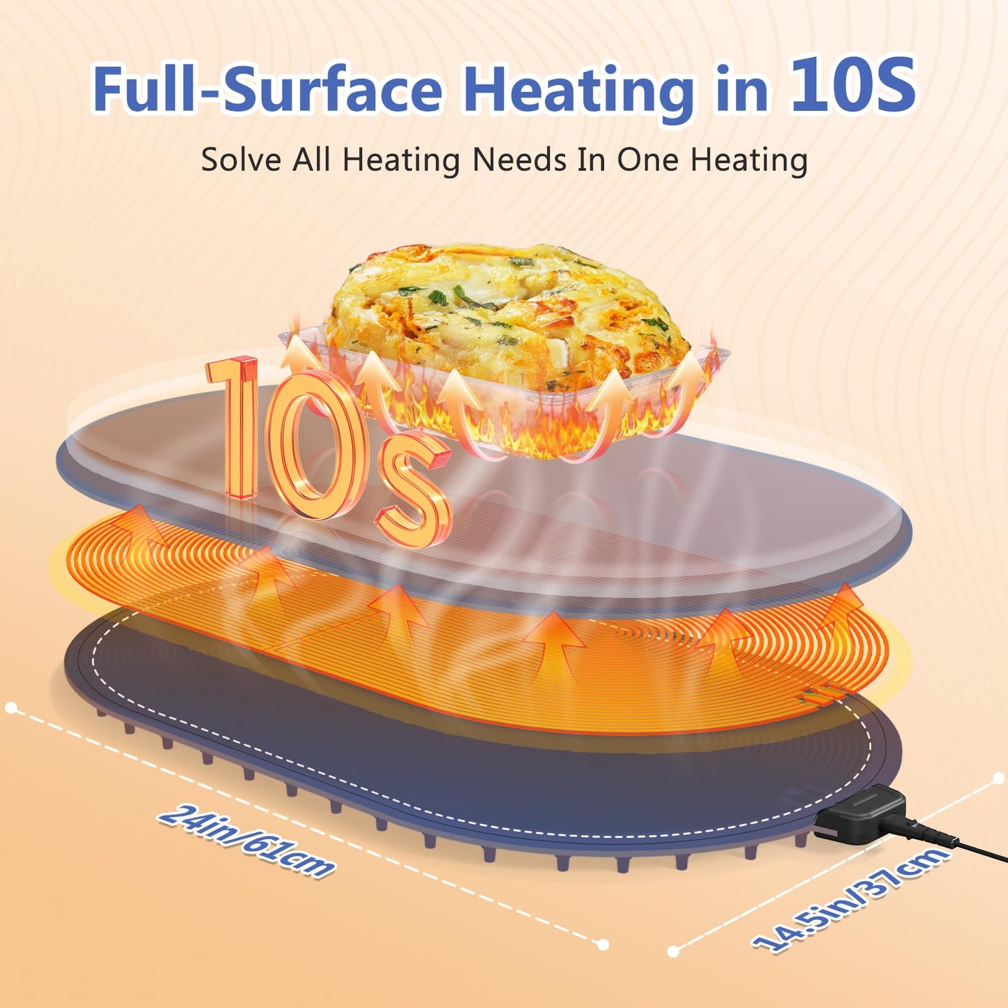 seenlast Warming Mat for Food with Adjustable Temperature Timer,10S Fast Heating Silicone Food Warmers for Parties Buffet and Home Daily,Food Warming Mat with Insulating Pad Raised Feet Protects Table