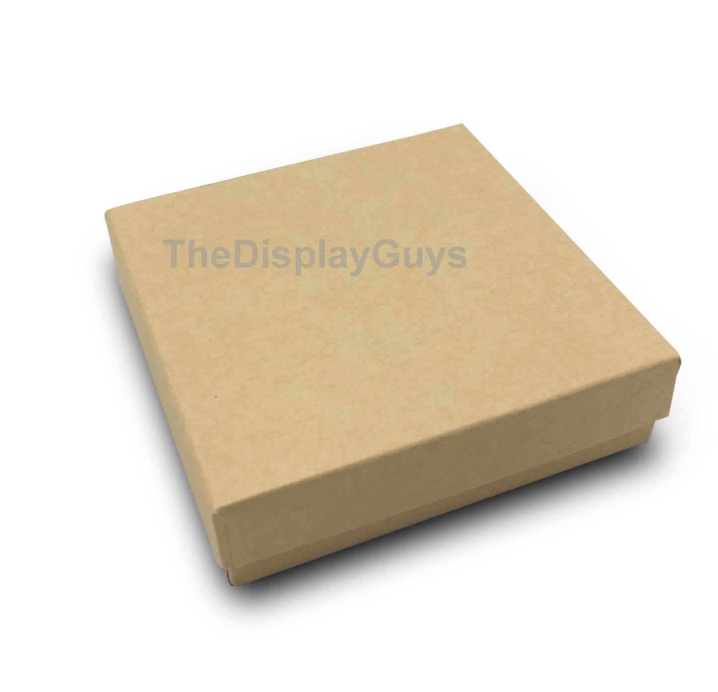 TheDisplayGuys - 100-Pack #33 Cotton Filled Cardboard Paper Jewelry Boxes Gift Case - Kraft Brown (3.5" x 3.5" x 1.0") - for Shipping or Storage