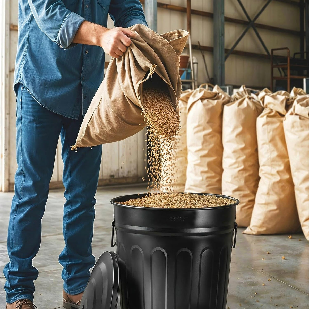 Metal Trash Can with Lid 13 Gallon (3 Count)