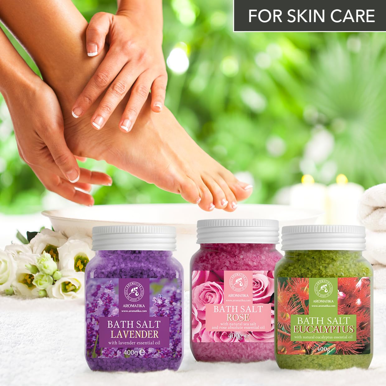 Rose Bath Salts 46 Oz – Natural Rosewood Oil & Rose Extract – Bath Additive for Spa and Skin Care