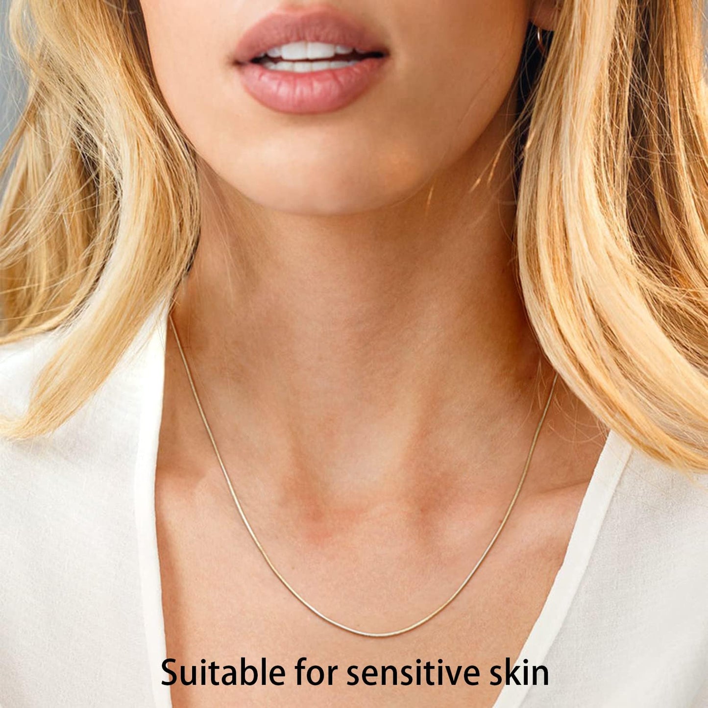 MAIKERDER Thin Gold Chain, 18K Gold Plated 1mm Thin Snake Chain Necklace for Women Dainty Round Minimalist Small Snake Chain Simple Necklaces Non Tarnish 18 Inches