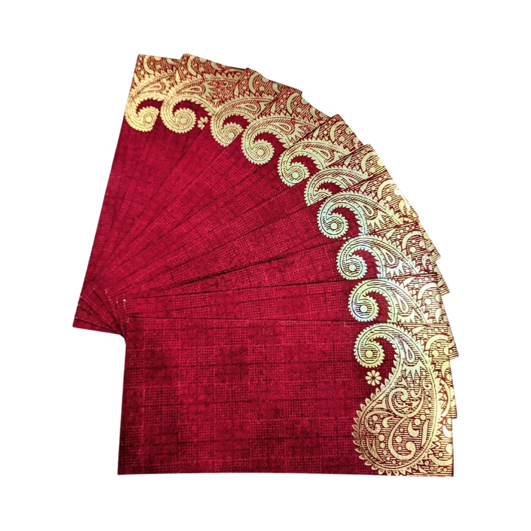 Shagun Envelopes Designer Set Money Cash Gift Envelope (pack of 10) for Indian Wedding/Engagement/Diwali/Birthday/Anniversary (Red)