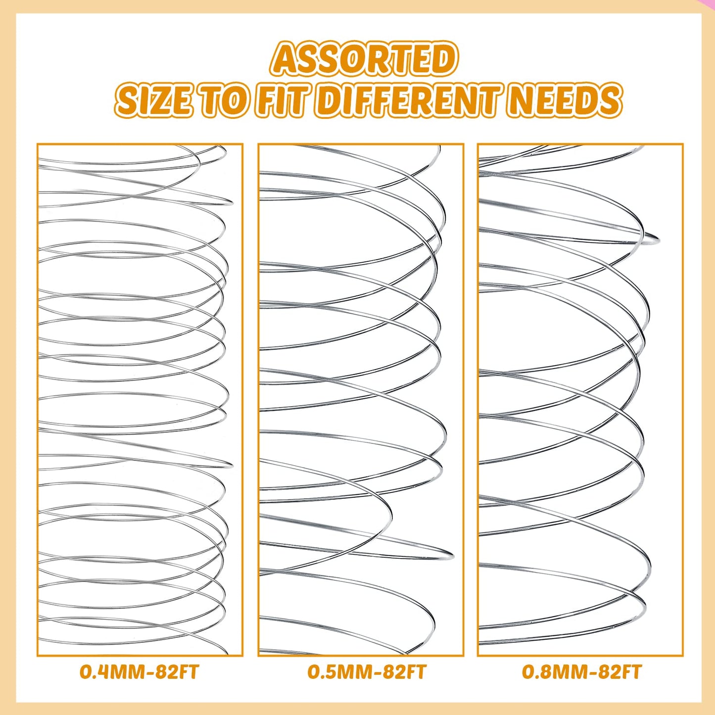 Funrous 5 Rolls 5 Size Jewelry Wire 18, 20, 22, 24, 26 Gauge Copper Wire Kit Jewelry Beading Bendable Craft Metal for Making Crafts, Sculpting with a Pliers(Silver)