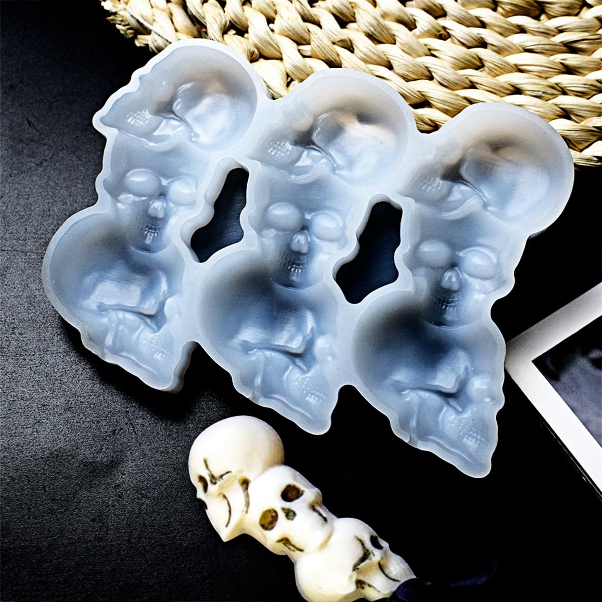 mostsom Skull Head Shape Silicone Lollipop Molds Easter Skull Chocolate Candy Cheese Mould Cake Decorating Tools 2PCS (F_Skull Head)