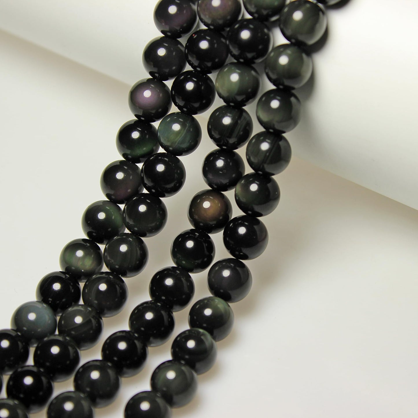 MJDCB Rare Collection Natural Stone Beads Rainbow Obsidian Round Loose Beads for Jewelry Making DIY Bracelet Necklace (10mm)