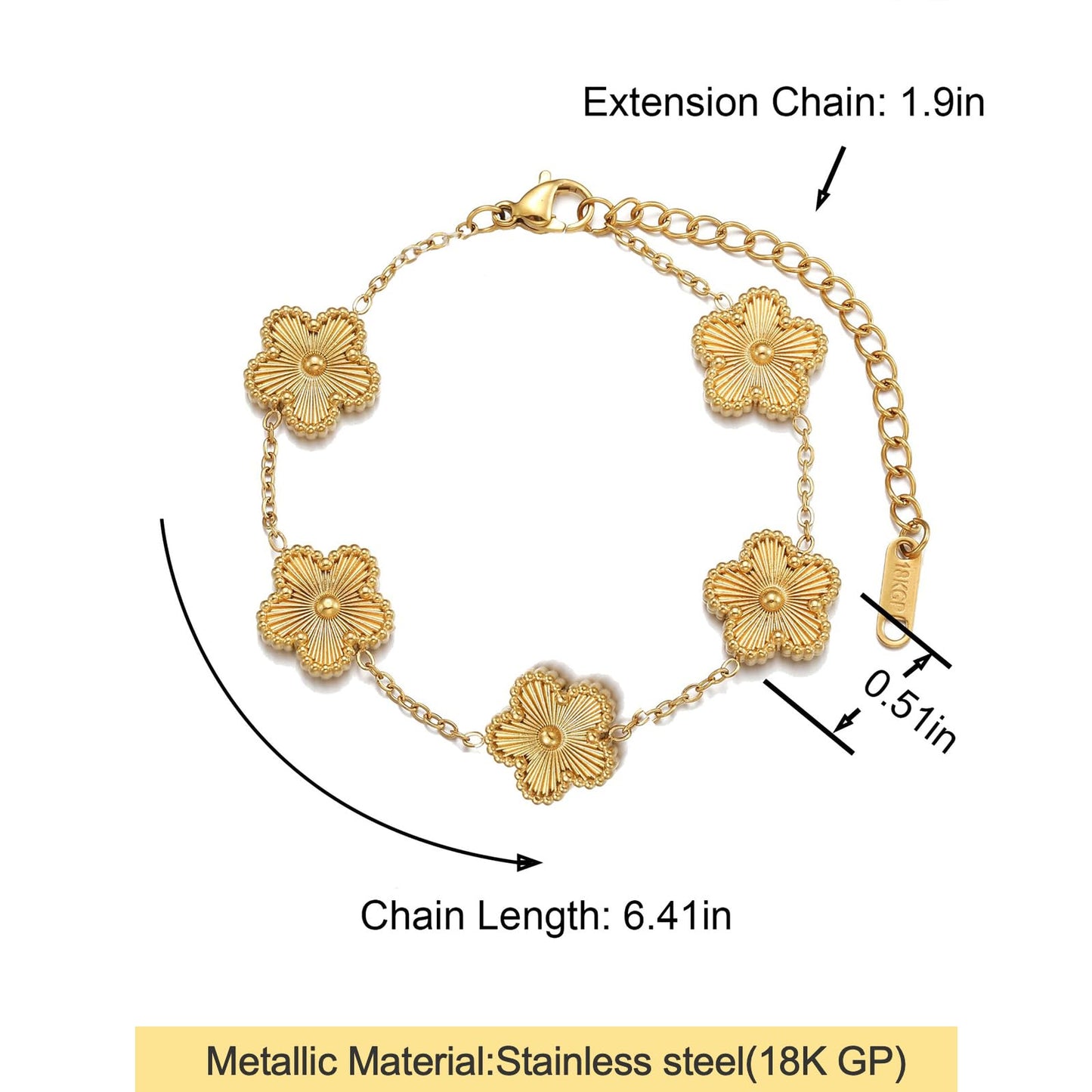 Vbvbip 18K Gold Plated 316L Stainless Steel Bracelet Collection - 12 Unique Designs + Matching Diamond-Accent Titanium Steel Petals Chain, Gift for Women