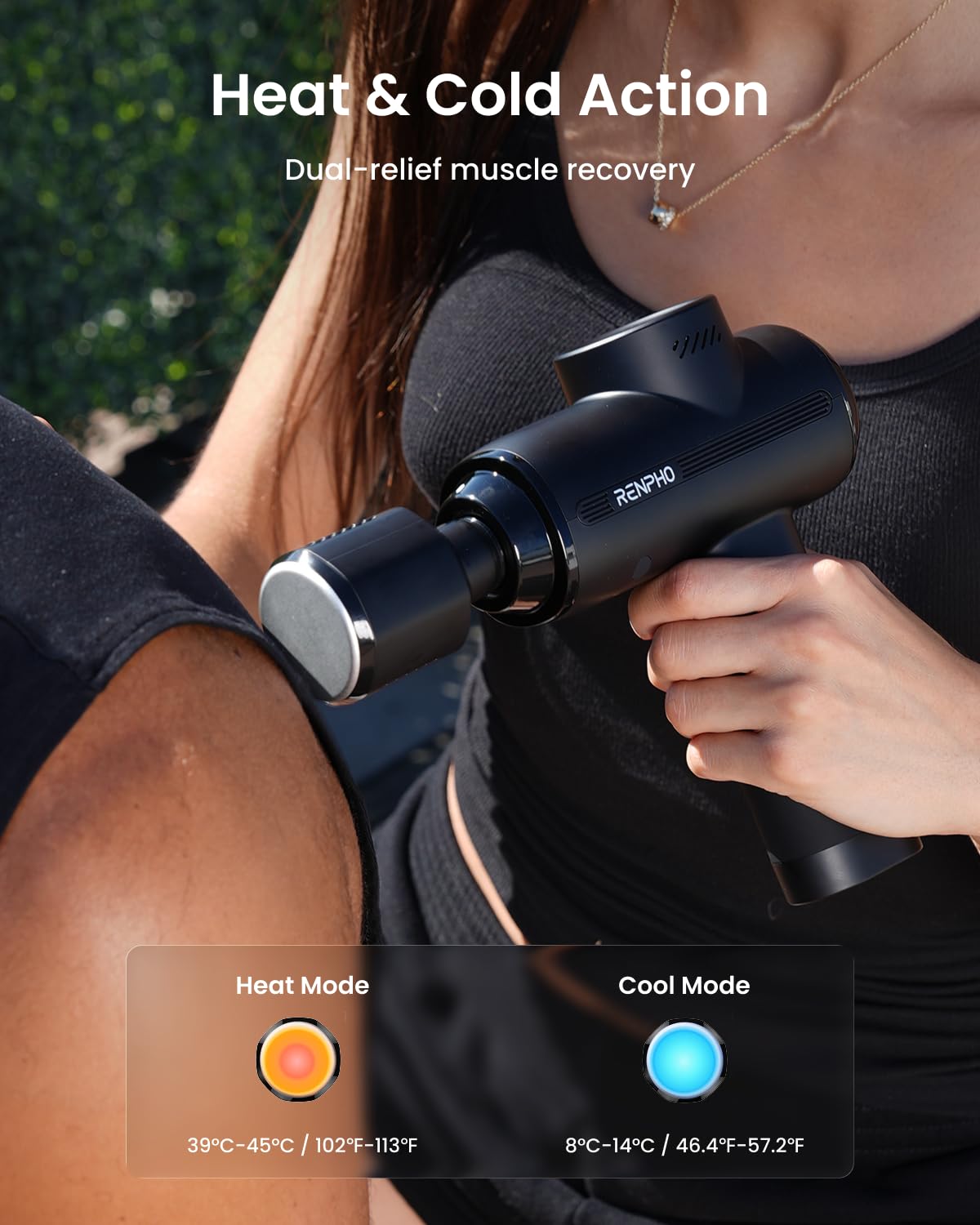 RENPHO Active Thermacool 2 Massage Gun with Heat and Cold, Mothers Day Gifts [2026 Upgraded] Percussion Deep Tissue Handheld Neck Massager, FSA Approved, Muscle Masajeador for Men Women Athletes HSA