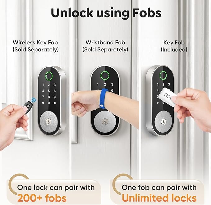 Fingerprint Smart Deadbolt with Keypad – Keyless Entry Lock for Home, Apartment, Office, Airbnb, Rental, Kids & Seniors, App & Code Access, Auto-Lock, Easy DIY Install, Compatible with Alexa & Google