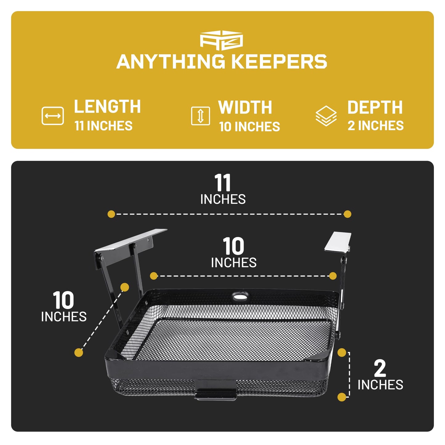KEEPERS - Under Desk Drawer Slide Out – Metal Under Desk Storage Drawer for Office, Home, RV, Kitchen – Slim Under Table Attachment with Easy DIY Mount - Under Desk Organizer - Fits in 11x10x2In