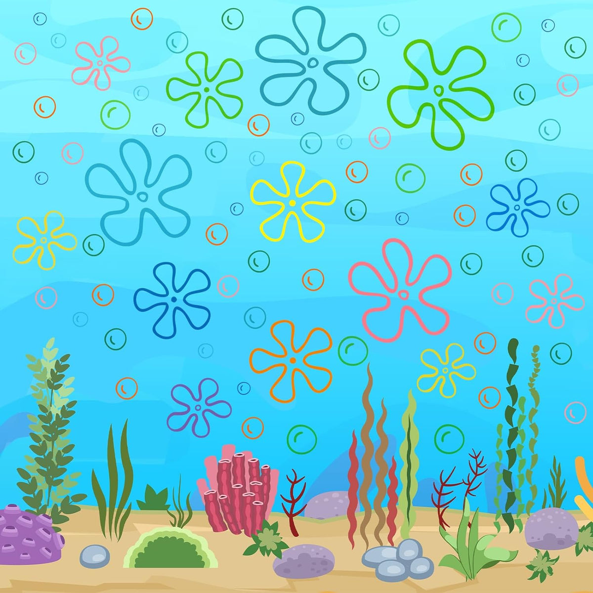 187PCS Flower Bubbles Wall Decals Under The Sea Birthday Party Decorations Ocean Wall Stickers Wall Decor for Bathroom Nursery Bedroom Home Classroom Car