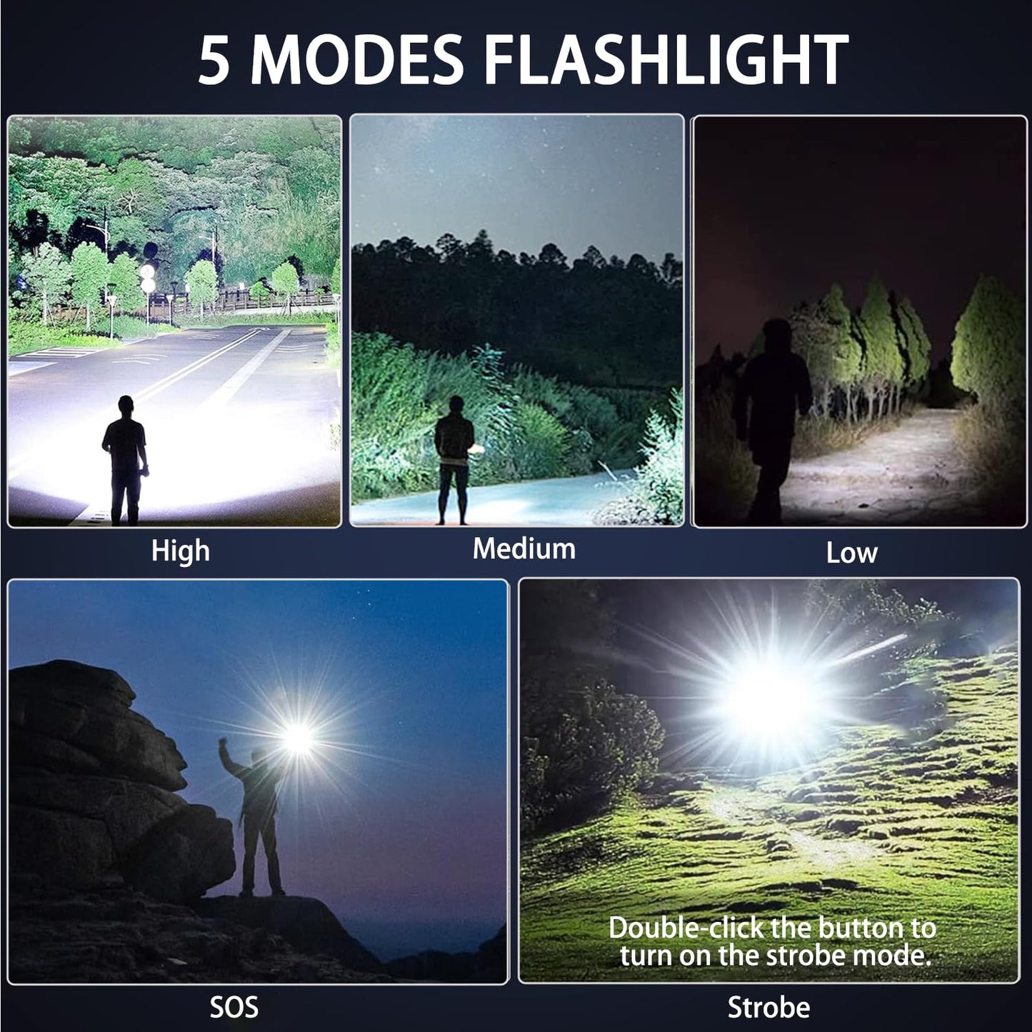 StarLume LED Rechargeable Flashlights High Lumen, 90000lm Super Bright EDC Flashlight, Zoomable, 5 Modes, Waterproof, Handheld Powerful Tactical Flash Light for Outdoors Emergency Working & Gifts