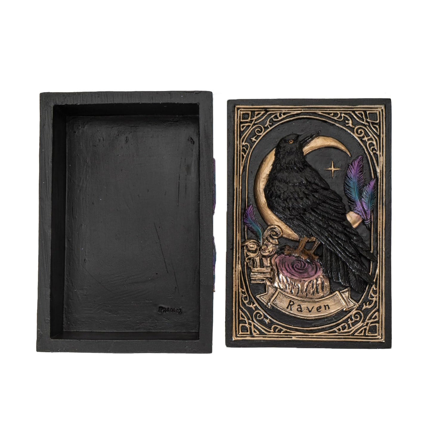 Pacific Giftware Raven Tarot Box with Moon and Feather Design Ideal for Tarot Cards Jewelry or Keepsake Storage Perfect for Gothic Home Decor 5.63" Long