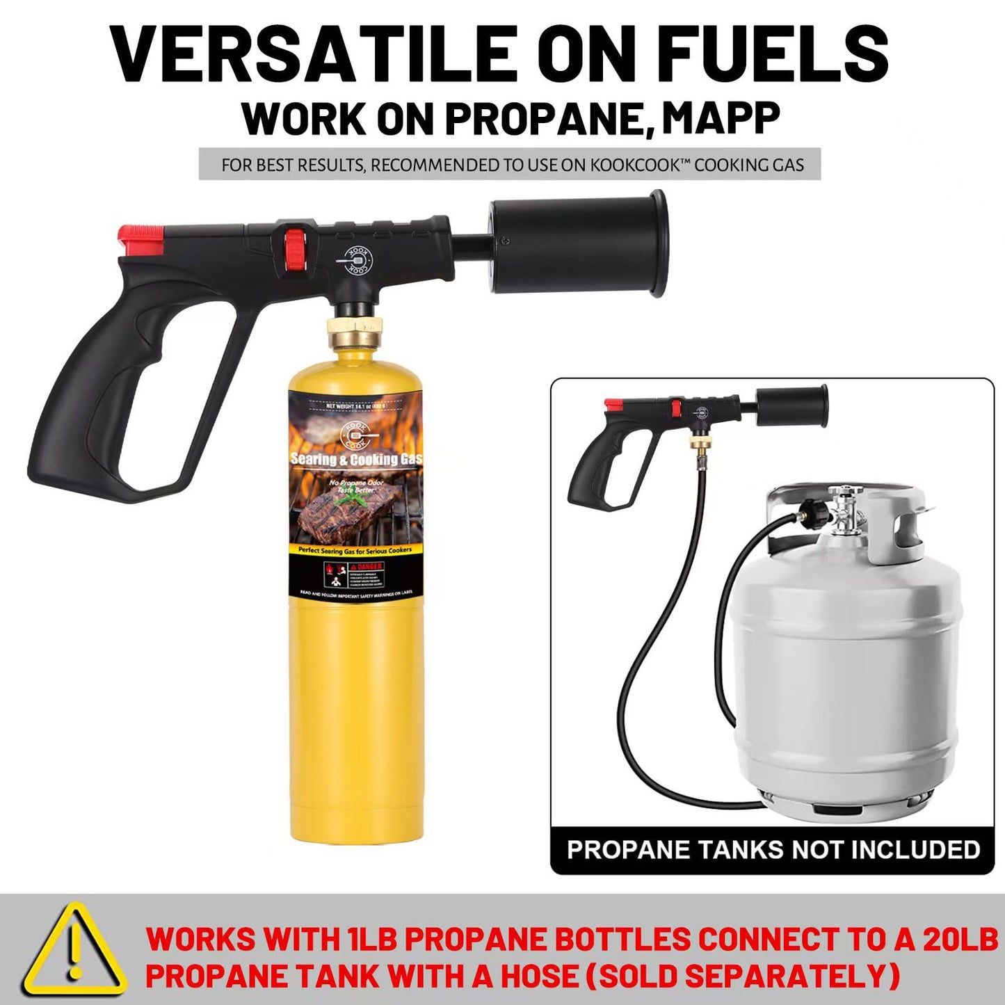 Propane Cooking Torch Head Food Grill Torch Gun Charcoal Wood Grills Lighter Campfire Starter Camp Chef Blow Torch for Cooking Sous Vide Flame Thrower Kitchen Blowtorch BBQ Searing Steak Flamethrower