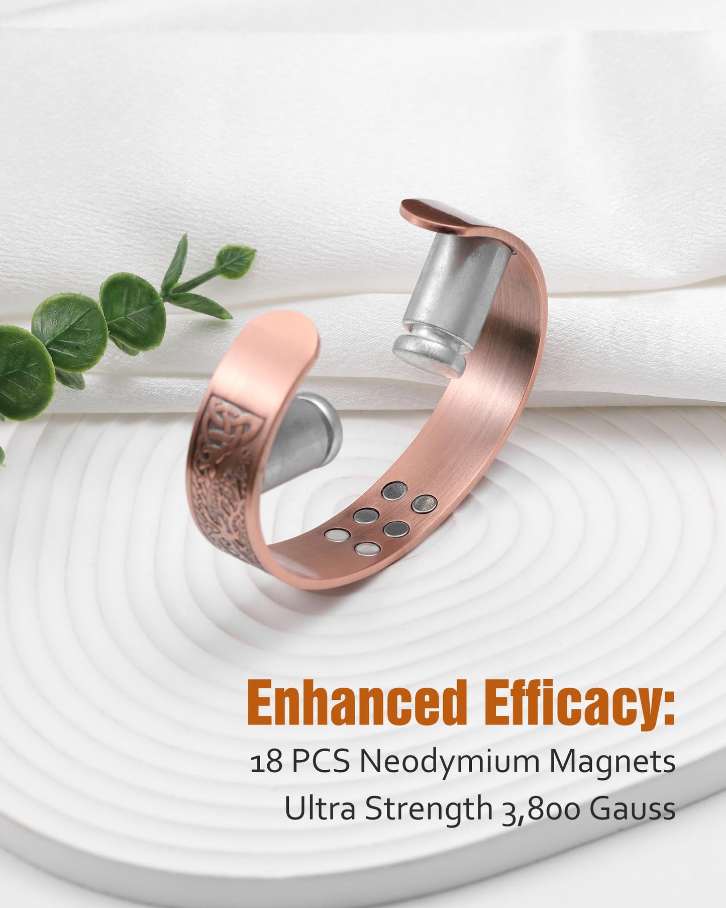 Jecanori Copper Bracelet for Men, 18X Strength 99.99% Pure Solid Mens Magnetic Copper Bracelets