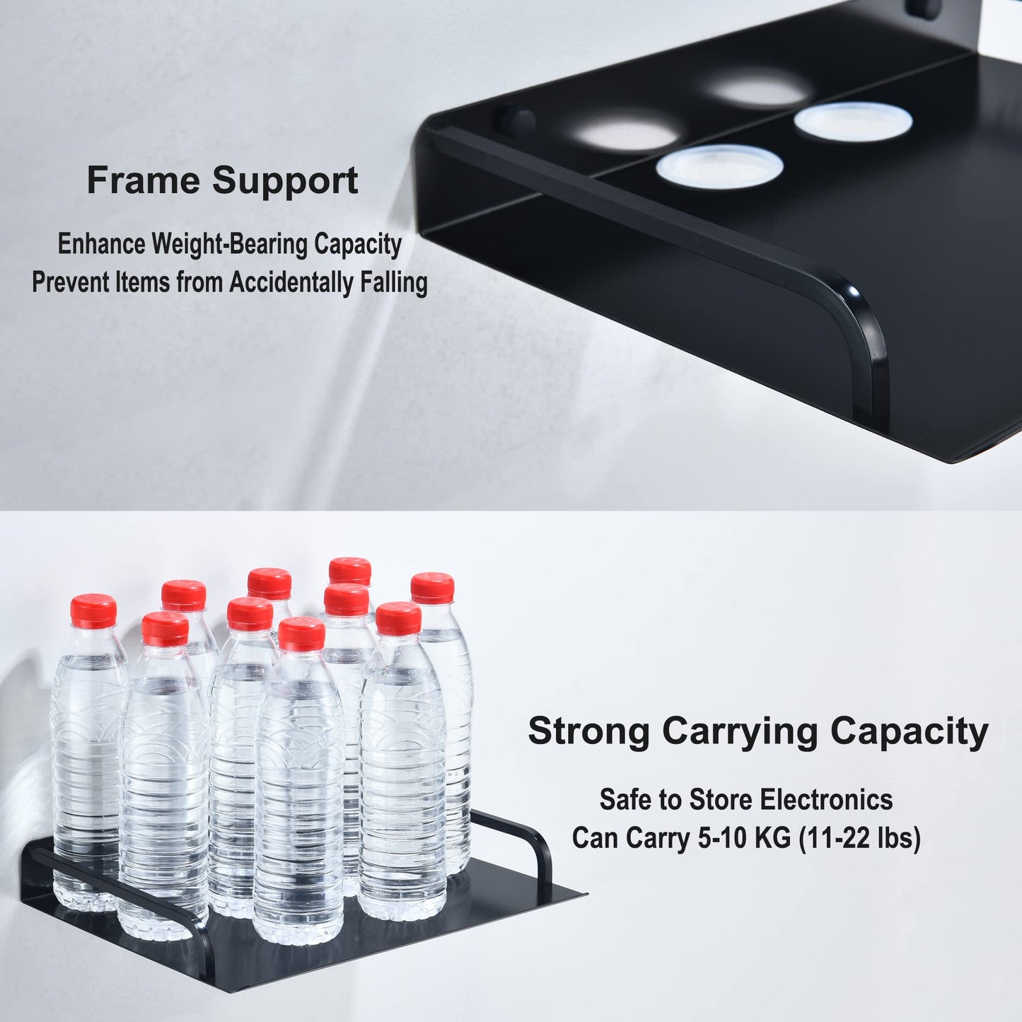 HNVNER Floating Shelf for TV Components, Wall Mounted Projector Shelf Metal Entertainment Center Shelves for Router, Modem, Cable Boxe, Game Console, DVD Player, HiFi Receiver (1PCS, 12" x 10")