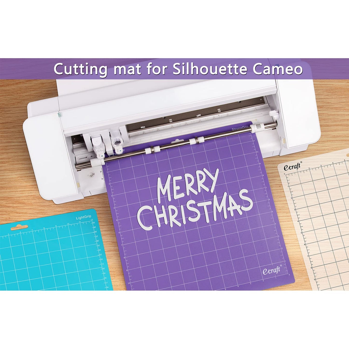 Ecraft 12x12 Cutting Mat 5-Pack for Silhouette Cameo 5/4/3/2/1, Variety Grip (StrongGrip, StandardGrip, LightGrip), Gridded Non-Slip Replacement Mats for Crafts, Quilting & Sewing