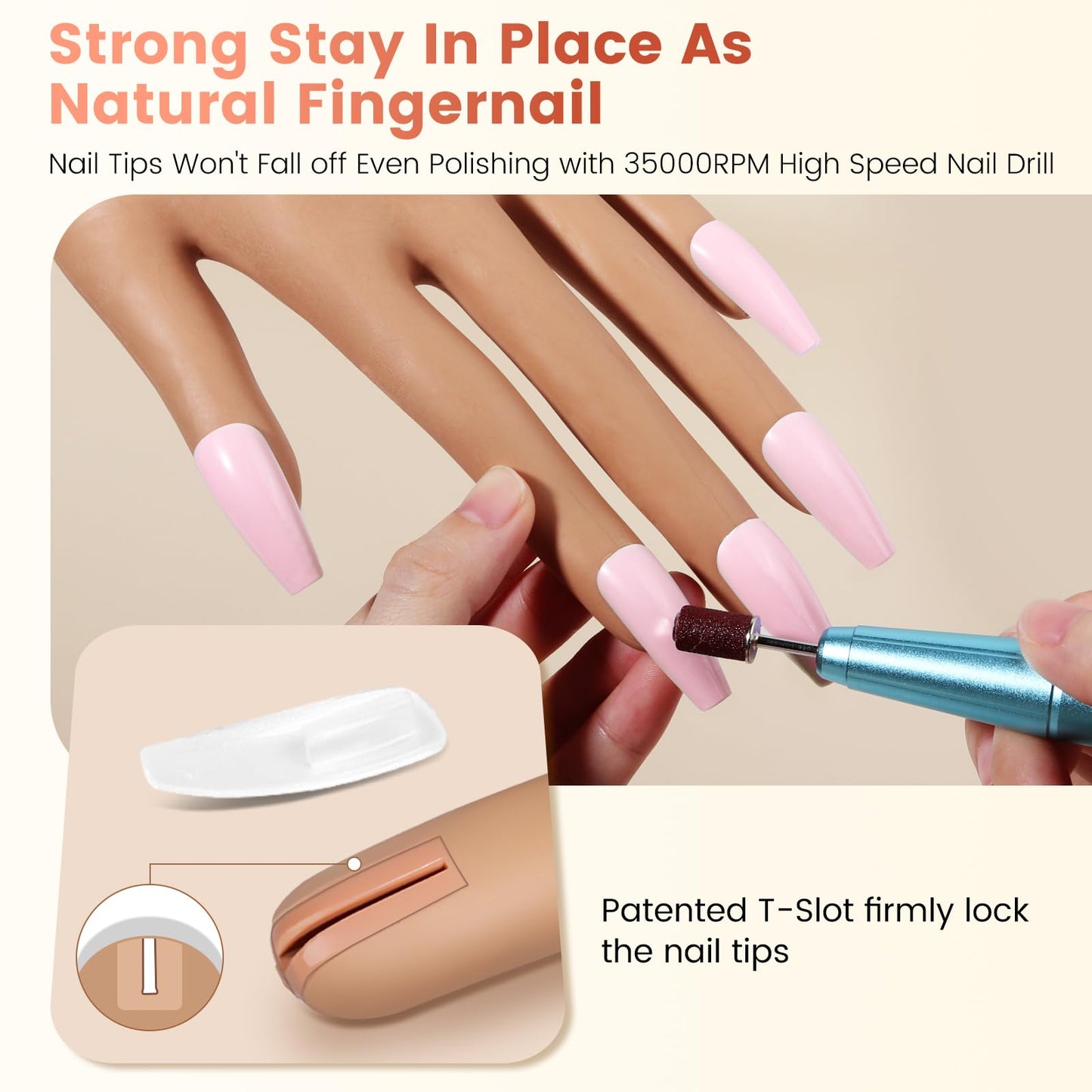 Wilfniee Practice Hand for Acrylic Nails: Nail Tips Won't Fall off From Fake Nail Practice Hand - Flexible Nail Mannequin Hand Practice for Beginners