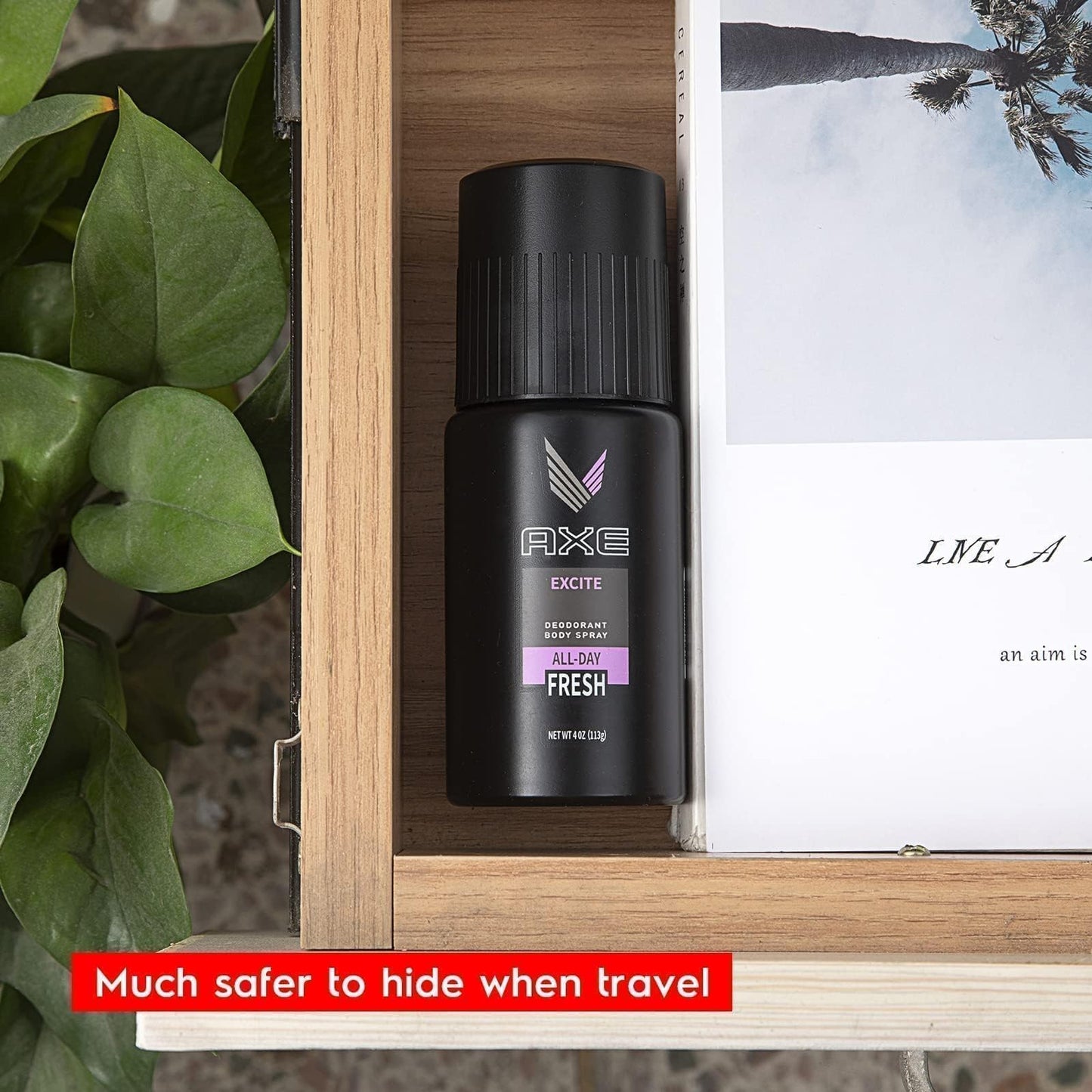 AXE Spray Diversion Safe Stash Can with Food Grade Smell Proof Bag with Hidden Compartment for Keys, Cash and Valuables - Steel Material