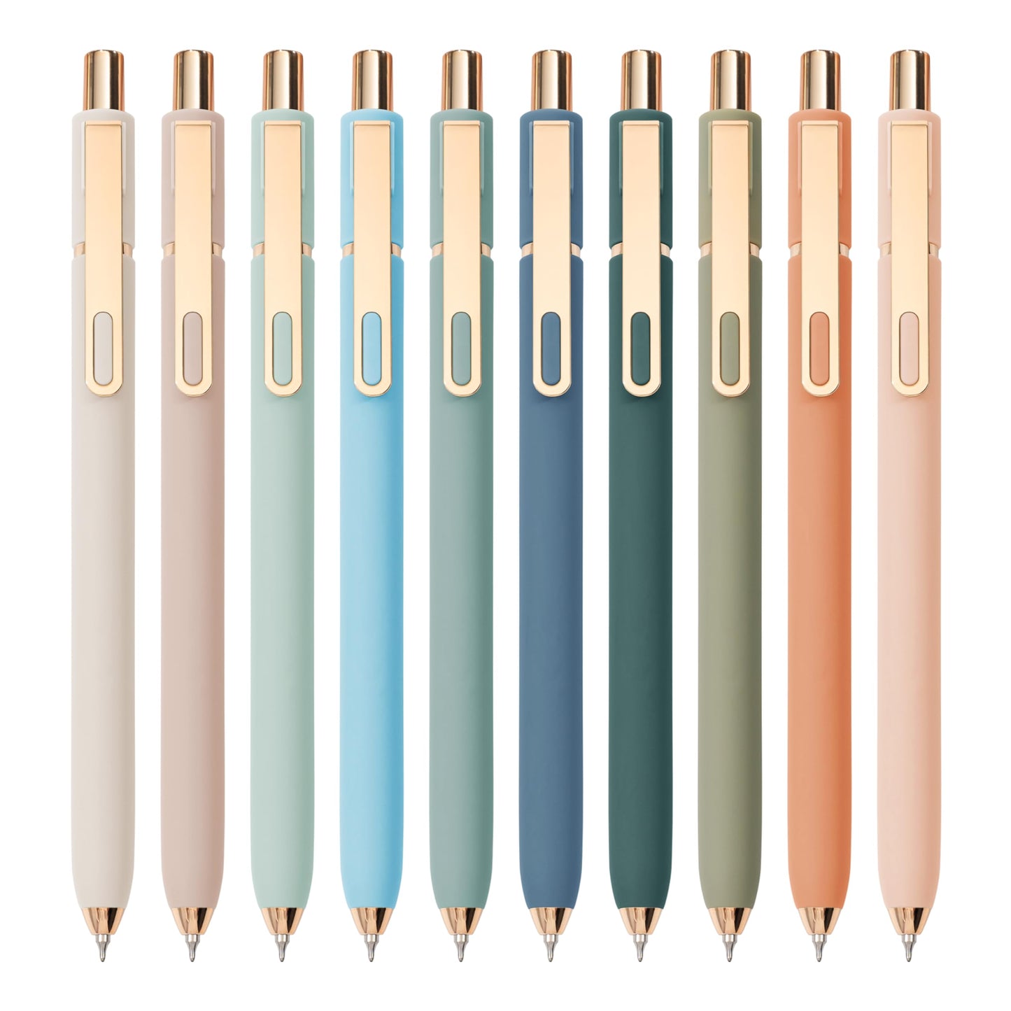 Linbsunne Gel Pens Black Ink Pens for Office 0.5mm Fine Point Pen Smooth Writing Retractable (Metal gold clip-10 pcs)